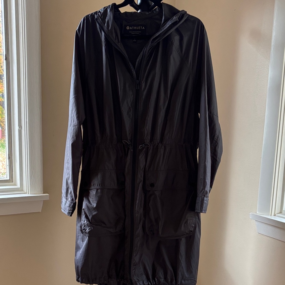 Athleta green Hooded long rain Parka